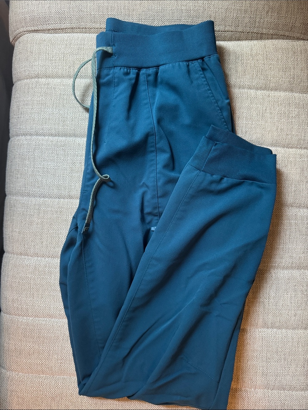 Fabletics Caribbean Blue Drawstring Scrub Joggers